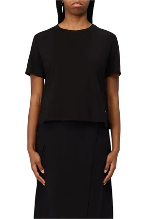Kaos Top, Dame, Sort, XL, Uld, Hvid Crop Top Moderne Silhuet