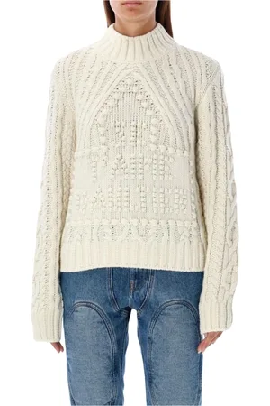 Jean Paul Gaultier Strik, Dame, , M, Hvid Kabelstrik Sweater