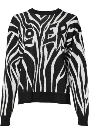 Dolce & Gabbana Strik, Dame, Sort, XS, Uld, Sweater med rund hals og logo print