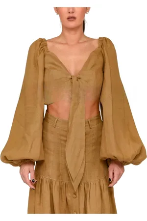 ACTUALEE Bluser & Skjorter, Dame, Brun, XS, Boheme Jordtone Crop Top