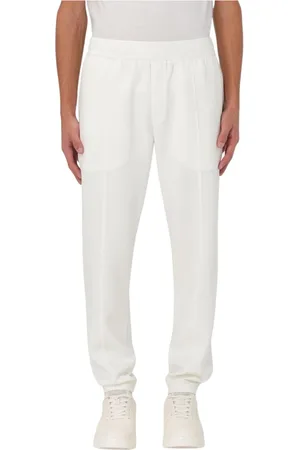 Emporio Armani Bukser, Herre, Hvid, M, Uld, Blå Afslappet Pasform Bukser Stilfuld Moderne