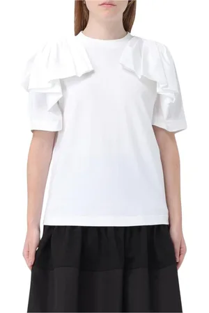 Alexander McQueen Top, Dame, Hvid, 2XS, Bomuld, Elegant Draperet Hvid T-Shirt