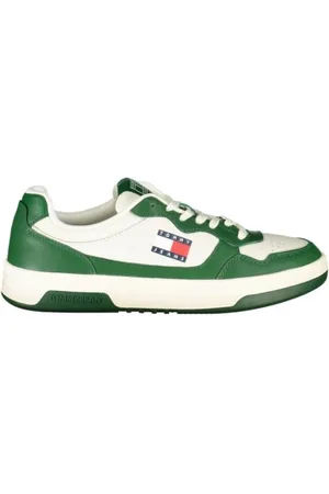 Tommy Hilfiger Sko, Herre, Grøn, 46 EU, Polyester, Hvide polyester sneakers til mænd