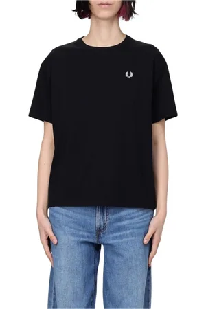Fred Perry Top, Dame, Sort, S, Bomuld, Sort Bomuld Crew Neck T-Shirt