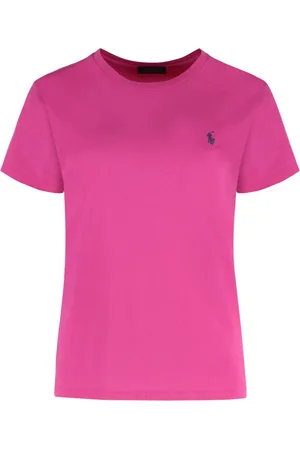 Ralph Lauren Top, Dame, Lyserød, M, Bomuld, Ribbet crew-neck bomuld T-shirt