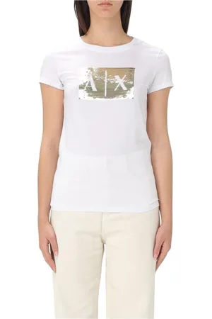 Armani Exchange Top, Dame, , S, Bomuld, Paillet Logo T-shirt