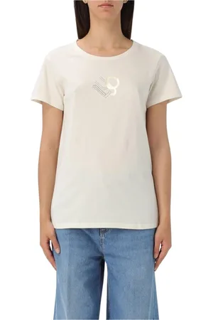 Liu Jo Top, Dame, Hvid, 2XL, Uld, T-shirt med logo og pynt