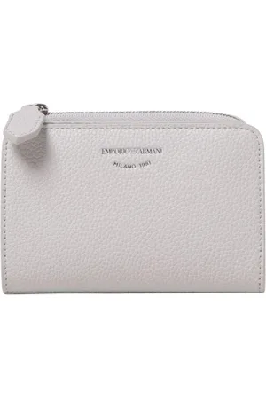 Emporio Armani Tilbehør, Dame, Hvid, ONE SIZE, Læder, Blåt Læder ZipAround Pung