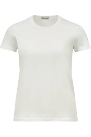 Moncler Top, Dame, Hvid, M, Bomuld, Hvid Logo Patch Bomuld Jersey T-Shirt