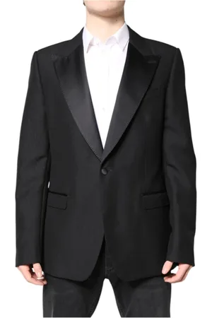 Dolce & Gabbana Jakkesæt, Herre, Sort, 2XL, Uld, Luksus Uld Blazer Silke Foring