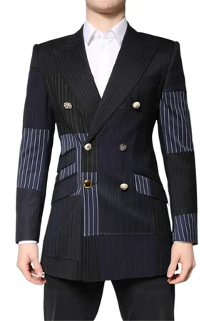 Dolce & Gabbana Jakke, Herre, Flerfarvet, S, Uld, Multifarvet Patchwork Formel Blazer Jakke
