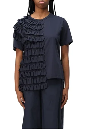 MEIMEIJ Top, Dame, Blå, XS, Uld, Blå Ruffles T-Shirt Kvinder Stilfuld