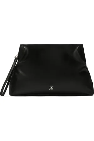 Kazar Taske, Dame, Sort, ONE SIZE, Læder, Sort clutch taske med lille monogram
