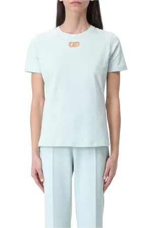 Elisabetta Franchi Top, Dame, Blå, XL, Bomuld, Hvid Cutout Detalje T-Shirt