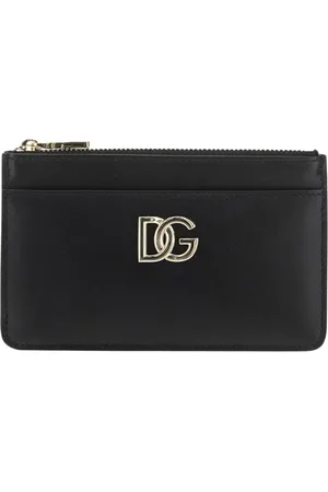 Dolce & Gabbana Tilbehør, Dame, Sort, ONE SIZE, Læder, Sort Læderkortholder Pung
