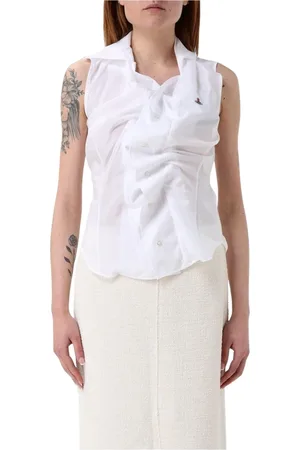 Vivienne Westwood Bluser & Skjorter, Dame, Hvid, 2XS, Bomuld, Hvid Ærmeløs Bomuldsskjorte