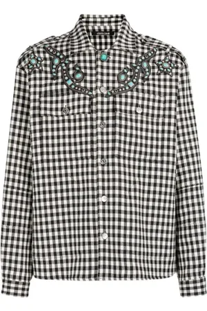 Roberto Cavalli Jakke, Herre, Sort, M, Uld, Gingham Jakke med Turkis Pynt
