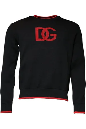 Dolce & Gabbana Strik, Herre, Sort, L, Polyester, Logo Sweatshirt Sweater Sort Rød