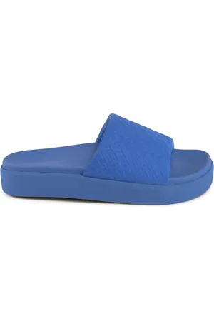 Tommy Hilfiger Sko, Dame, Blå, 42 EU, Polyester, Blå Slide til Afslappet Brug