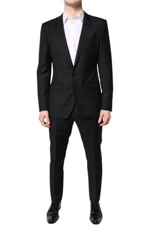 Dolce & Gabbana Jakkesæt, Herre, Sort, M, Uld, Sort Uld Slim Fit Jakkesæt