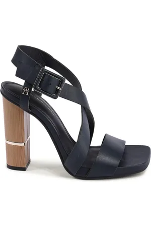 Tommy Hilfiger Sko, Dame, Blå, 36 EU, Læder, Premium Lædersandaler, Blå, Elegant