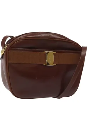 Salvatore Ferragamo Pre-owned, Dame, Brun, ONE SIZE, Uld, Pre-owned Laeder skuldertasker