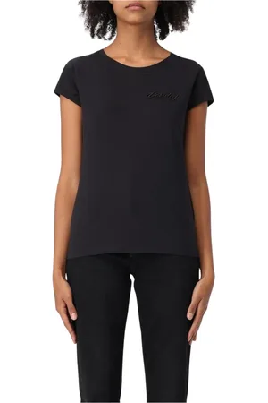 Dondup Top, Dame, Sort, L, Bomuld, Sort Broderet T-shirt