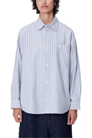 Carhartt Bluser & Skjorter, Dame, Blå, S, Bomuld, Stribet Casual Skjorte i Bleg Hvid