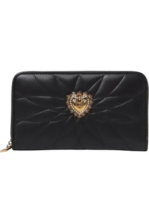 Dolce & Gabbana Tilbehør, Dame, Sort, ONE SIZE, Læder, Sort Læderpung med Tryklukning