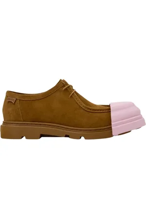 Camper Sko, Herre, Brun, 41 EU, Suede, Suede Brogue Sko med Pink Cap