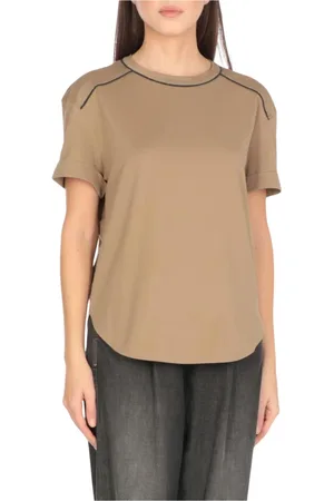 Brunello Cucinelli Top, Dame, , XS, Bomuld, Hvid afslappet pasform bomuldst-shirt