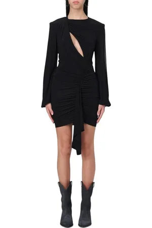 Isabel Marant Kjole, Dame, Sort, S, Uld, Sort Mini Kjole med Udsnit Detalje