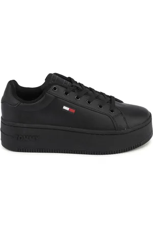 Tommy Hilfiger Sko, Dame, Sort, 39 EU, Uld, Sort Sneaker med Detaljeret Design