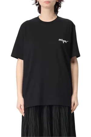 Msgm Top, Dame, Sort, M, Bomuld, Logo Kortærmet T-shirt