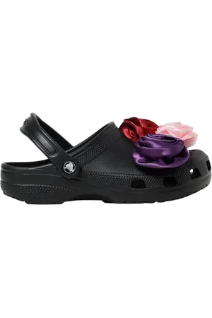 Crocs Sko, Dame, Sort, 34 EU, Blomstret Jibbitz Træsko Sko