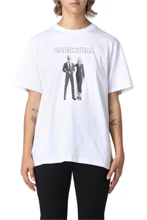 Karl Lagerfeld Top, Dame, Hvid, XS, Uld, Grafisk Print Casual T-Shirt