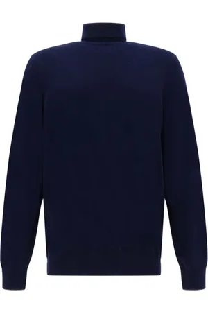 Brunello Cucinelli Strik, Herre, Blå, 2XL, Kashmir Turtleneck Sweater