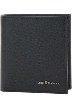 Kiton Tilbehør, Herre, Sort, ONE SIZE, Læder, Sort Læder Bifold Pung