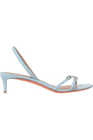 santoni Sko, Dame, Blå, 37 EU, Læder, Blå hælede sandaler med spænde
