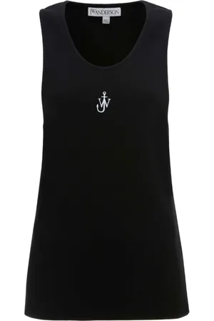 J.W.Anderson Top, Dame, Sort, L, Bomuld, Ribstrikket Top med Ankerlogo
