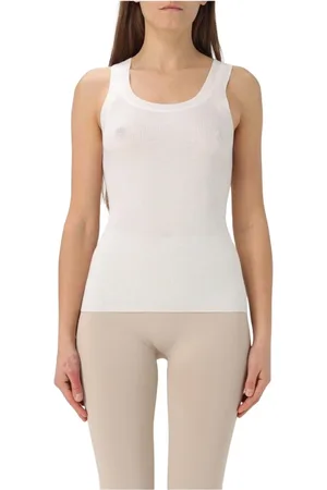 Max Mara Top, Dame, , S, Bomuld, Ribbet Tank Top i Kamel