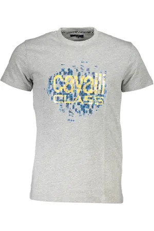 Roberto Cavalli Top, Herre, Grå, XL, Trykt Logo T-shirt