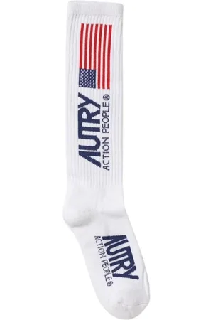 Autry Undertøj, Herre, Hvid, L, Bomuld, Herre Jacquard Logo Bomuldssokker