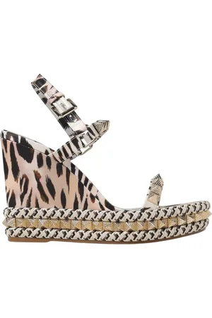 Christian Louboutin Sko, Dame, Flerfarvet, 37 EU, Pink Leopard Print Kilehæls Sandaler