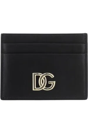 Dolce & Gabbana Tilbehør, Dame, Sort, ONE SIZE, Læder, Sort Læderkortholder DG Logo