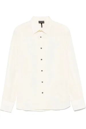 Emporio Armani Skjorte, Herre, Hvid, M, Luksuriøs Lyocell Viskose Skjorte