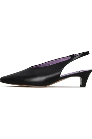 CESARE GASPARI Sko, Dame, Sort, 38 EU, Uld, Slingback Hæle med Firkantet Tå - Sort