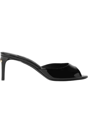 Dolce & Gabbana Sko, Dame, Sort, 37 EU, Læder, Sort Patentlæder Hæle Sandaler