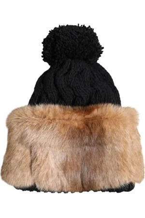 Dolce & Gabbana Tilbehør, Dame, Brun, 57 CM, Uld, Luksuriøs Kaninpels Vinter Beanie Hat