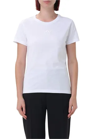 Pinko Top, Dame, Hvid, XL, Bomuld, Broderet Crew Neck Tee